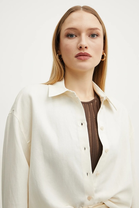 Πουκάμισο με μείγμα από λινό Patrizia Pepe μπεζ 2C1602.A052