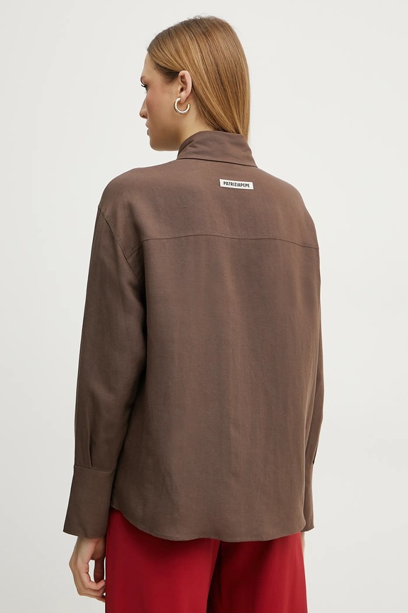 Ρούχα Πουκάμισο με μείγμα από λινό Patrizia Pepe 2C1602.A052 καφέ