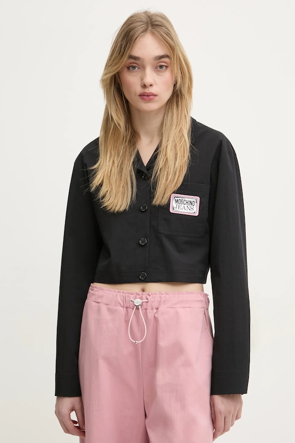 Košeľa Moschino Jeans nášivka čierna 0211.3224