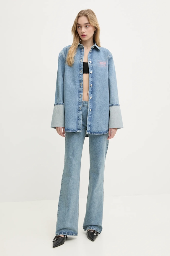 Rifľová košeľa Moschino Jeans 0216.3217 modrá SS25
