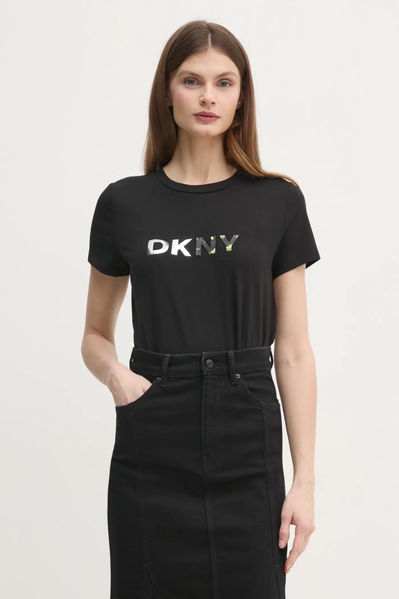 Kratka majica Dkny Našitek črna P4KHAWNA