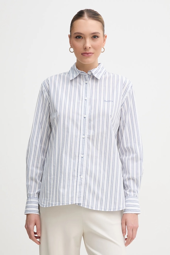 Βαμβακερό πουκάμισο Pepe Jeans CLEVER κανονικό λευκό PL305002