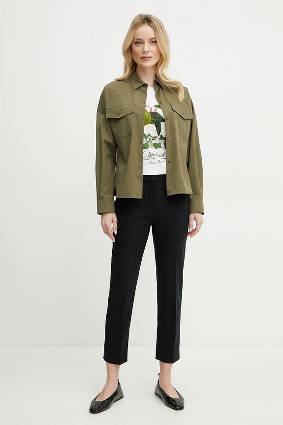 Weekend Max Mara camicia in cotone 2515111021600 verde SS25