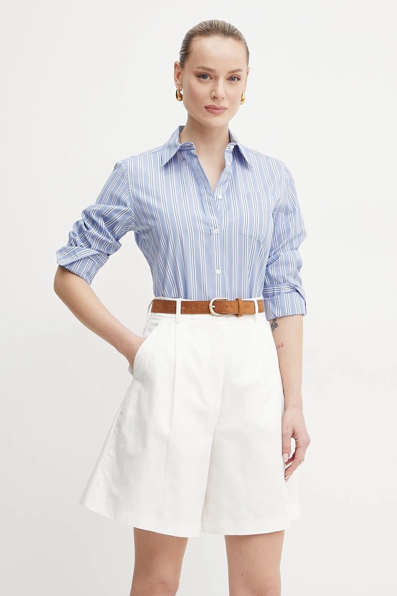 Weekend Max Mara camasa din bumbac lung albastru 2515111081600