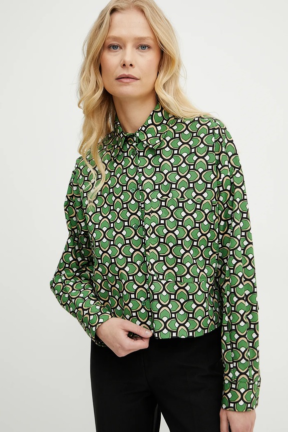 Хлопковая рубашка Weekend Max Mara зелёный 2515111112600