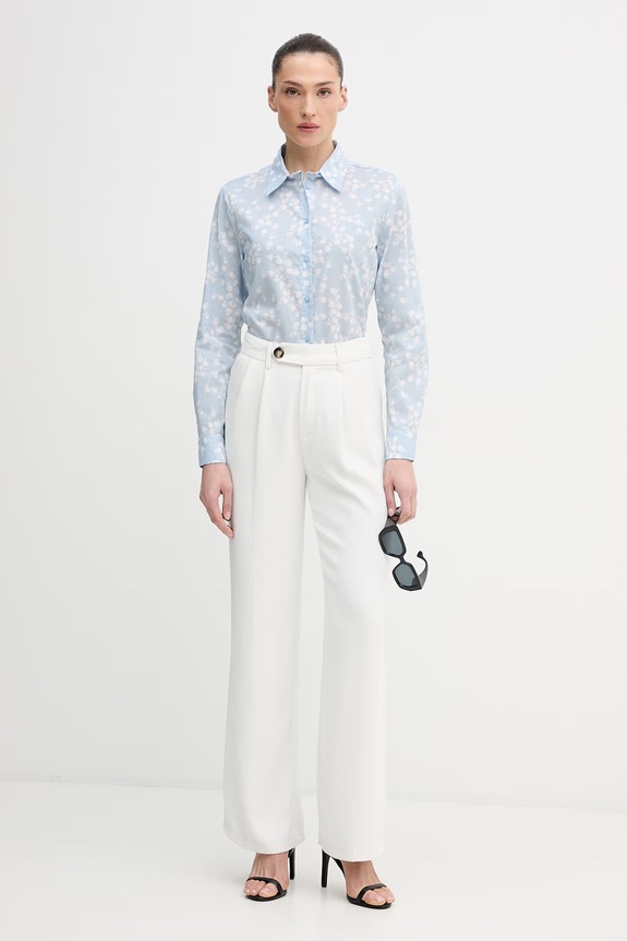 United Colors of Benetton cămașă de damă din bumbac 5Q6SDQ0AY albastru SS26