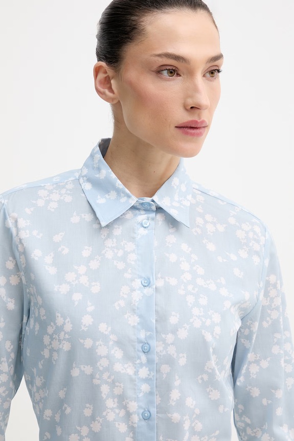 United Colors of Benetton cămașă de damă din bumbac albastru 5Q6SDQ0AY