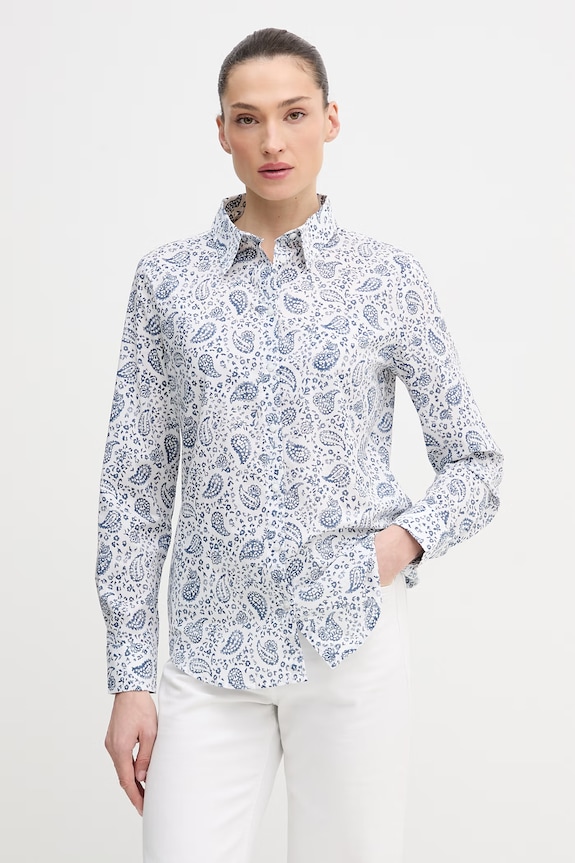 United Colors of Benetton cămașă de femei din bumbac bleumarin 5Q6SDQ0AY