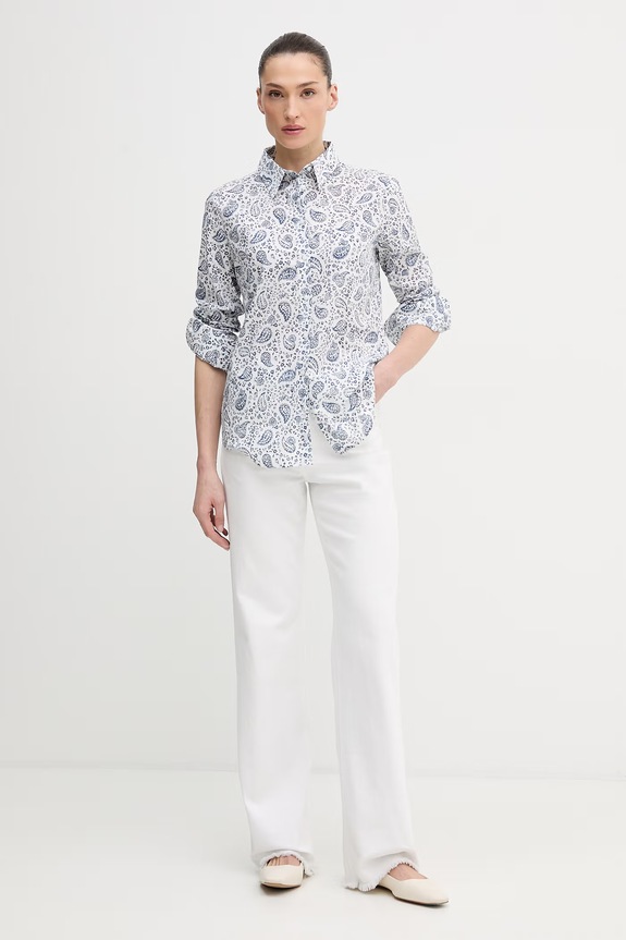 United Colors of Benetton cămașă de femei din bumbac 5Q6SDQ0AY bleumarin SS26