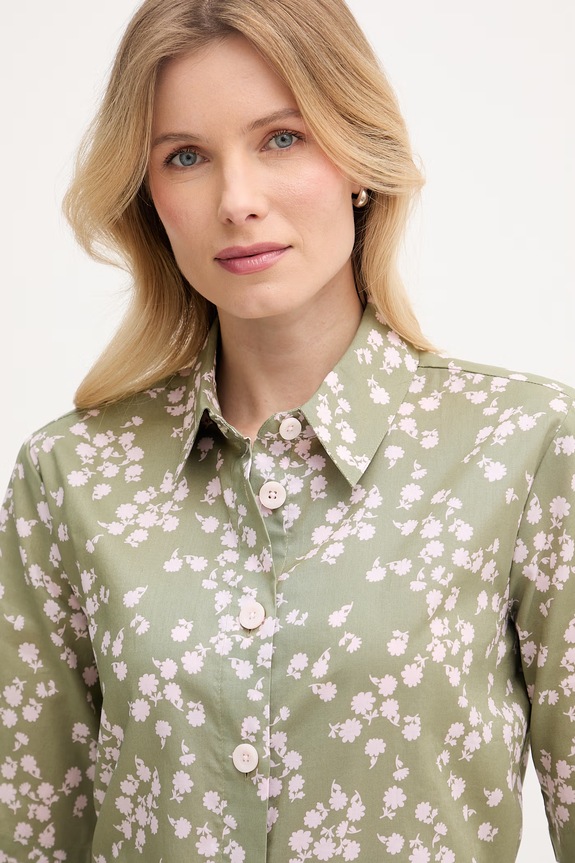 United Colors of Benetton cămașă de femei din bumbac verde 5Q6SDQ0AY