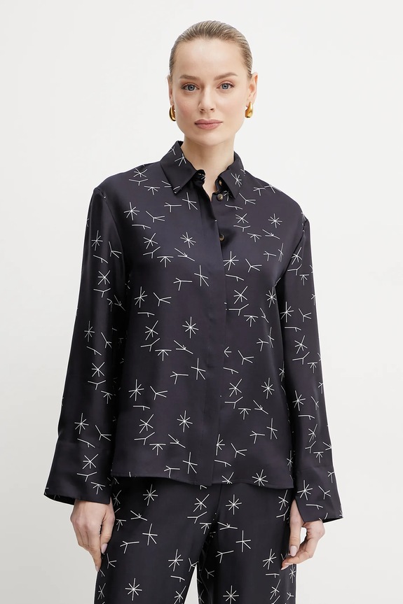 Hodvábna košeľa MM by Max Mara relaxed čierna 2516111037600