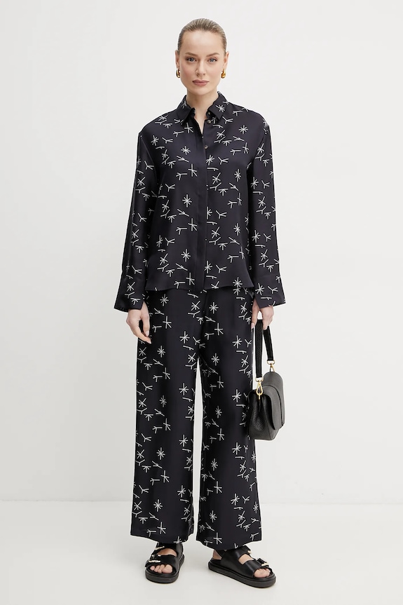 Hodvábna košeľa MM by Max Mara 2516111037600 čierna SS25