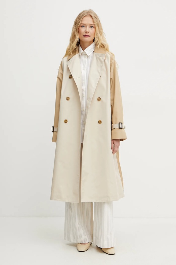 Bavlnená košeľa MM by Max Mara 2516111048600 béžová SS25