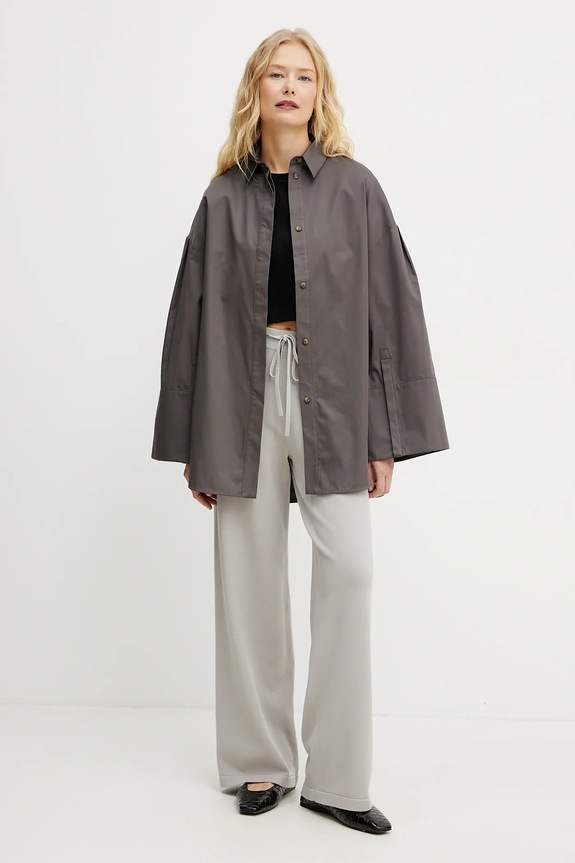 Βαμβακερό πουκάμισο MM by Max Mara 2516191017600 καφέ SS25