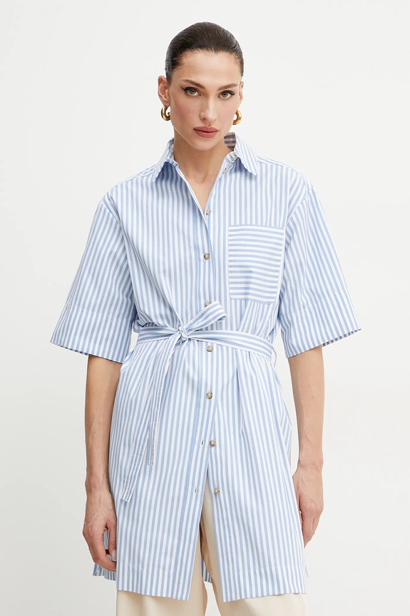MM by Max Mara koszula bawełniana wzorzyste niebieski 2516191018600