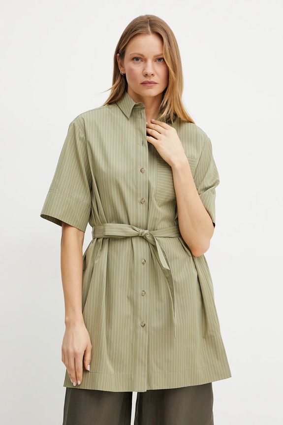 Bavlnená košeľa MM by Max Mara pásiky zelená 2516191018600