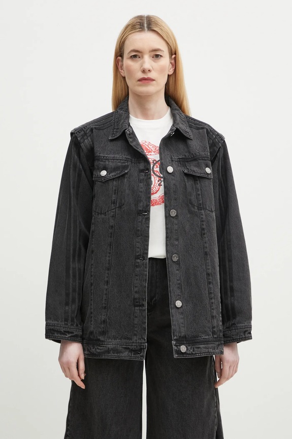 Μπουφάν adidas Originals DENIM SHIRT JKT βαμβάκι μαύρο JY8882
