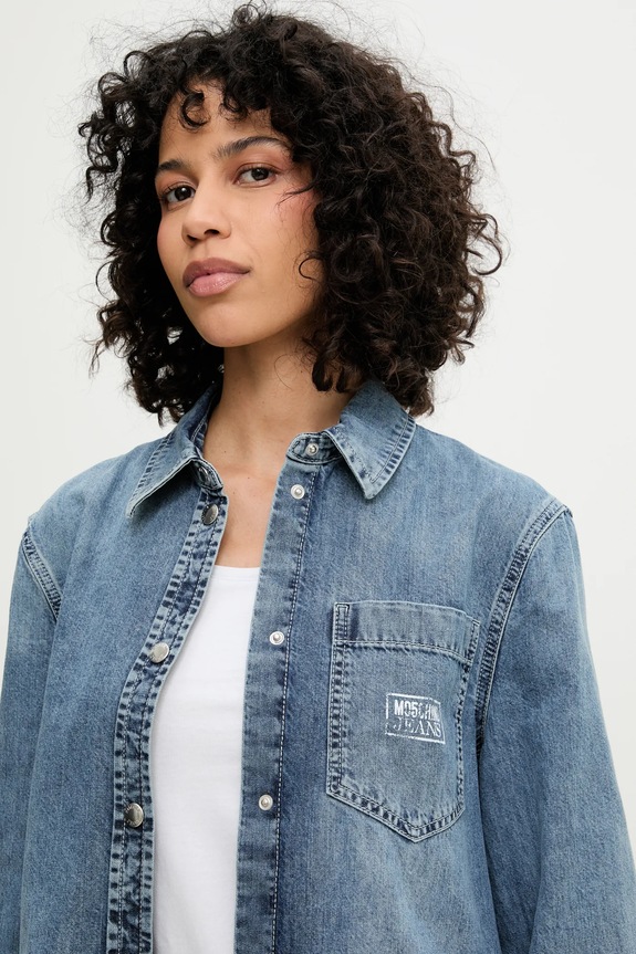 Bavlněná košile Moschino Jeans modrá 0204.3721