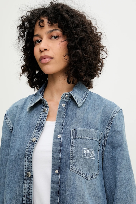 Bavlněná košile Moschino Jeans modrá 0204.3721