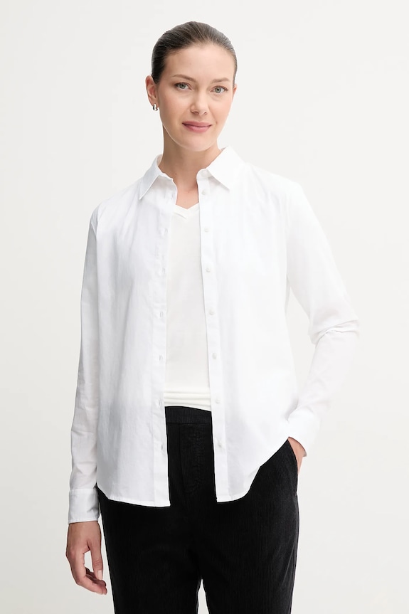 United Colors of Benetton camicia da donna in cotone semplice bianco 5WPQDQ0AX