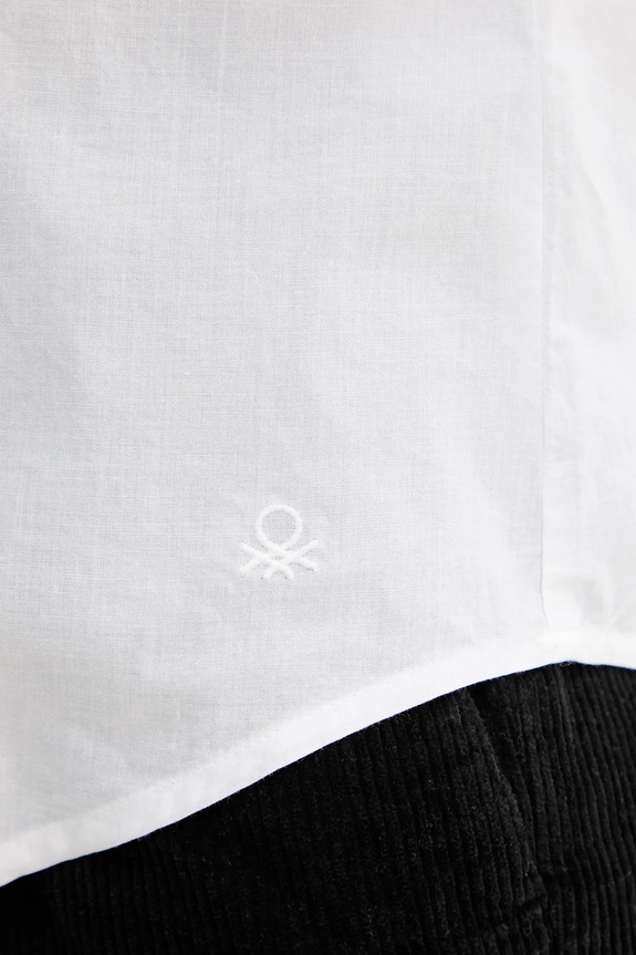 United Colors of Benetton camicia da donna in cotone 5WPQDQ0AX bianco