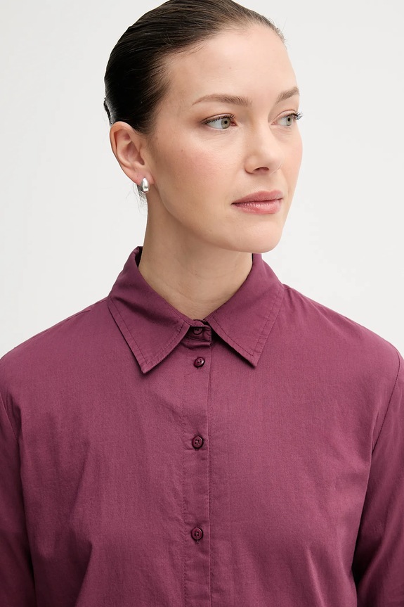 United Colors of Benetton camicia da donna in cotone violetto 5WPQDQ0AX