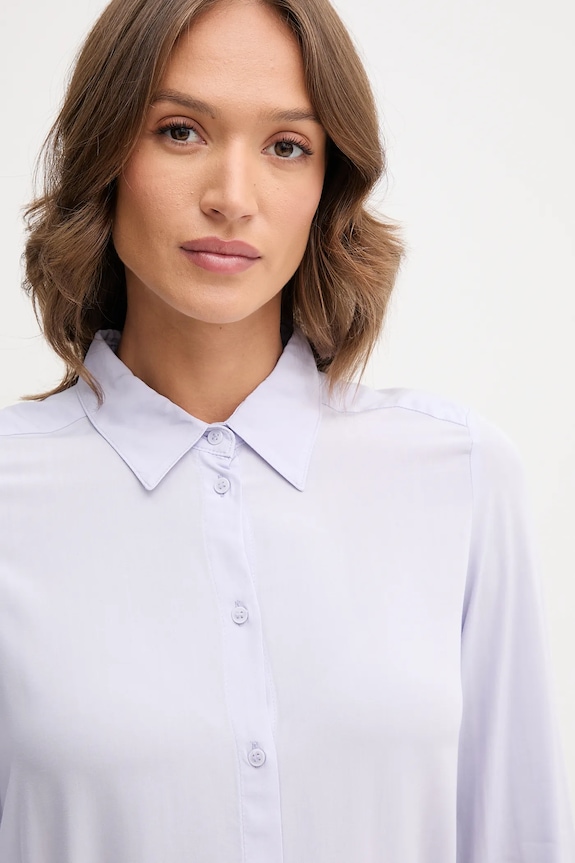 United Colors of Benetton πουκάμισο Γυναικείο με βισκόζη μωβ 5WPWDQ0B0
