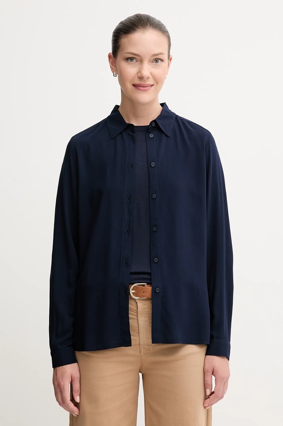 United Colors of Benetton camicia da donna in viscosa semplice blu navy 5WPWDQ0B0