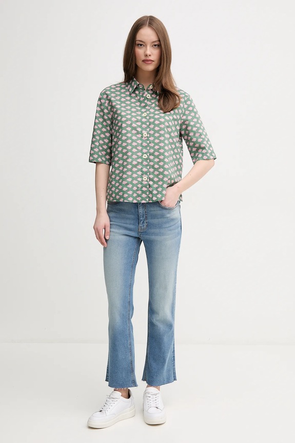 United Colors of Benetton női pamut ing 5Q6SDQ07O zöld SS26