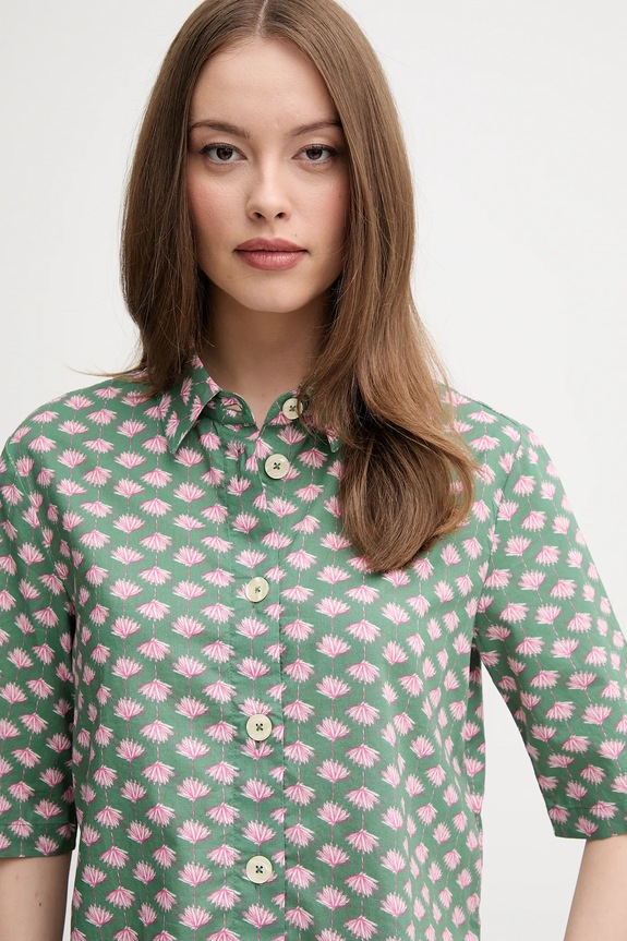 United Colors of Benetton női pamut ing zöld 5Q6SDQ07O