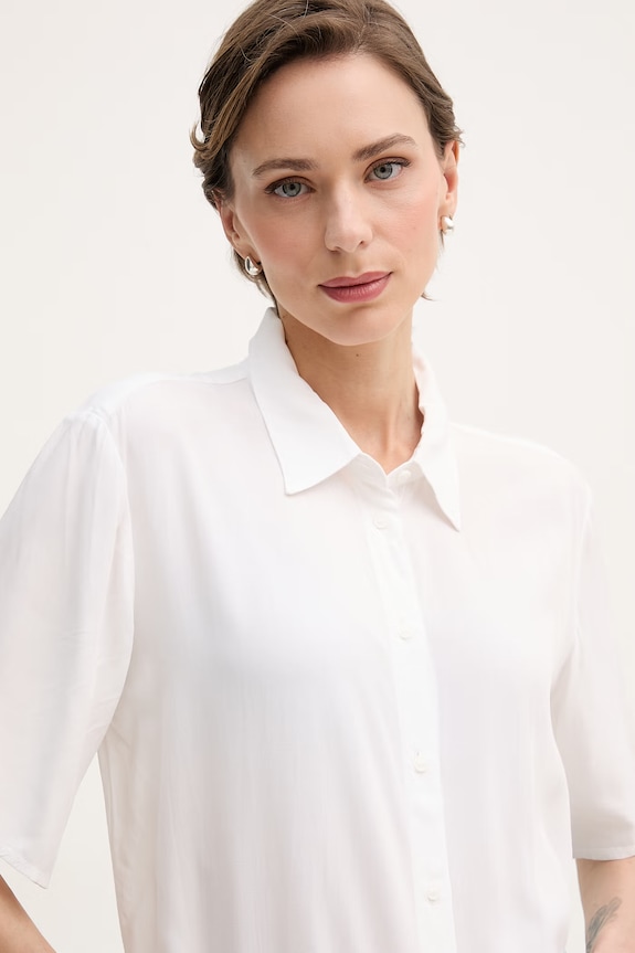 United Colors of Benetton košeľa dámska z viskózy biela 5WPWDQ0B1