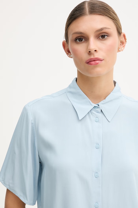 United Colors of Benetton košeľa dámska z viskózy modrá 5WPWDQ0B1