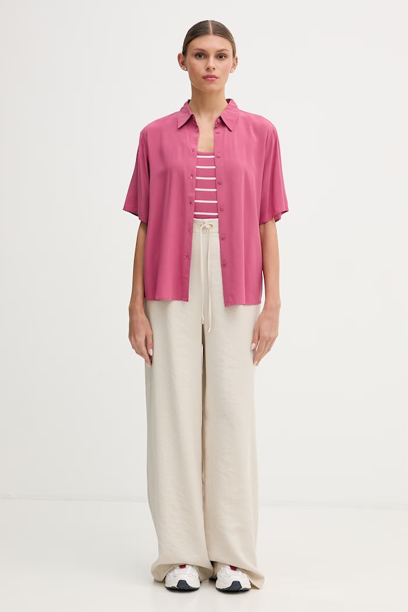 United Colors of Benetton košeľa dámska z viskózy 5WPWDQ0B1 ružová SS26