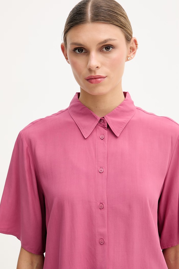 United Colors of Benetton košeľa dámska z viskózy ružová 5WPWDQ0B1
