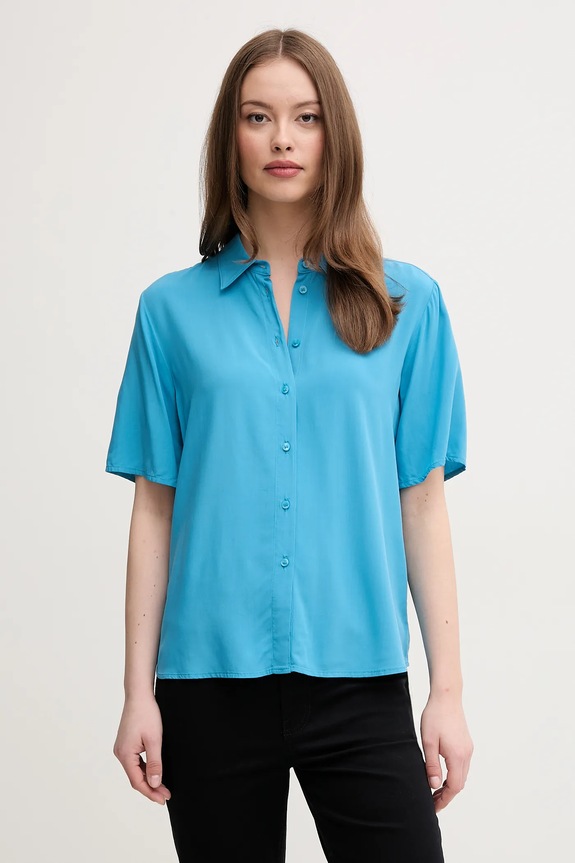United Colors of Benetton cămașă scurt albastru 5WPWDQ0B1
