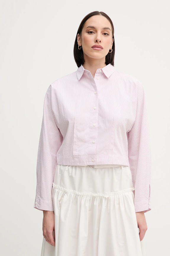 United Colors of Benetton camicia in cotone a strisce rosa 59T7DQ0AS