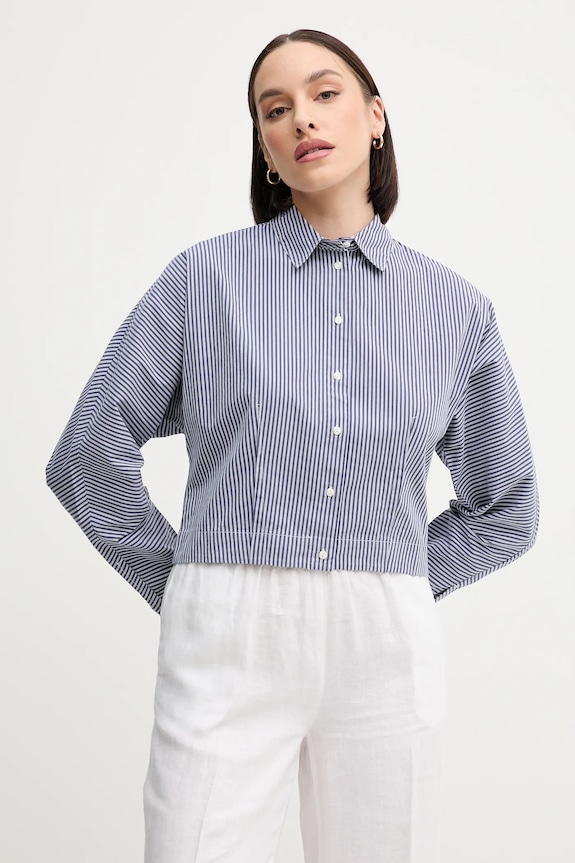 United Colors of Benetton camicia in cotone a strisce blu 59T7DQ0AS