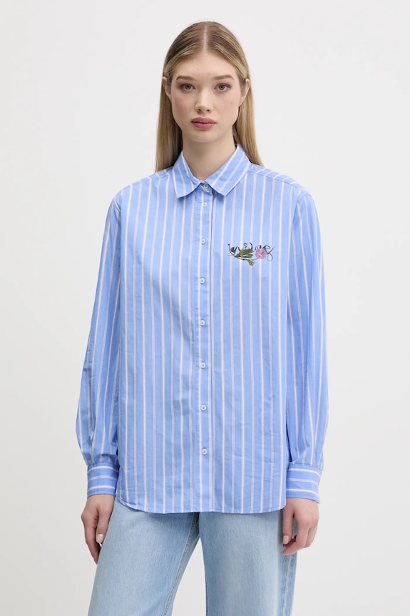 Oblečenie Bavlnená košeľa Desigual DONT DO IT 25SWCW16 modrá