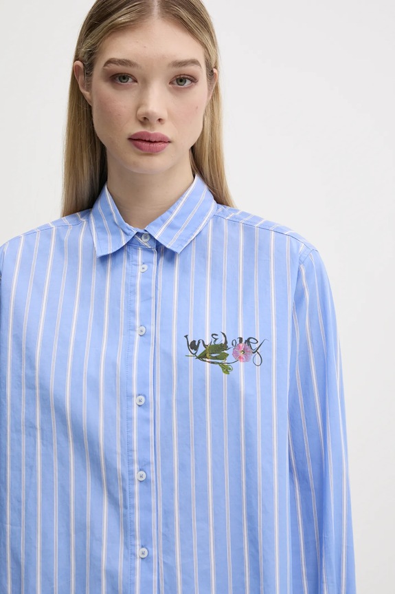 Bavlnená košeľa Desigual DONT DO IT modrá 25SWCW16