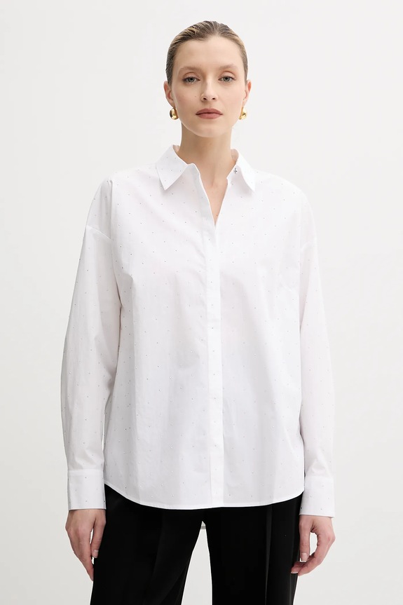 Guess camicia in cotone SILVIA applique bianco W5GH42.WGWS0