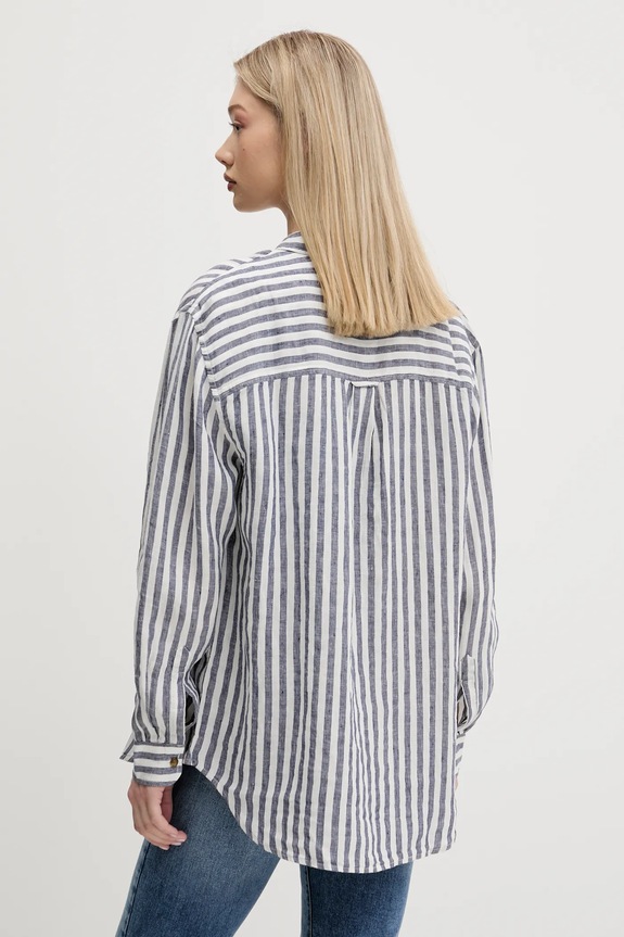 Ρούχα Πουκάμισο από λινό Superdry W4010463A.K55 σκούρο μπλε