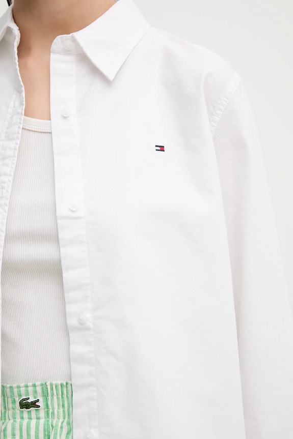 Bombažna srajca Tommy Hilfiger WW0WW46111 bela