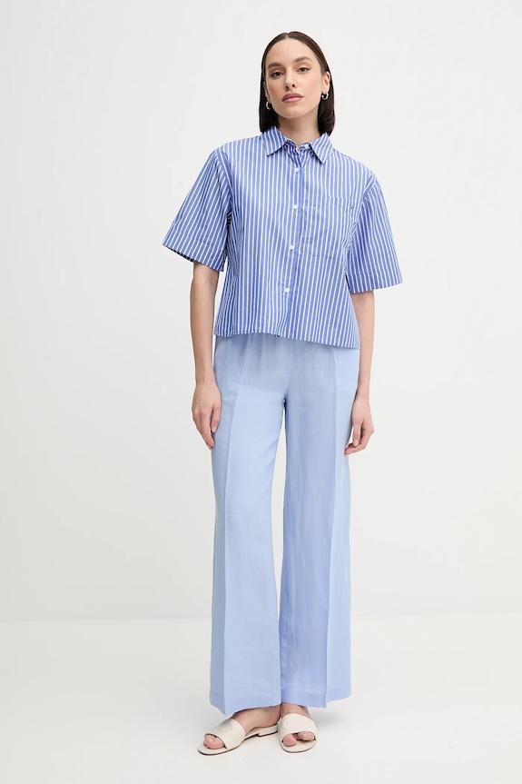 Βαμβακερό πουκάμισο Tommy Hilfiger WW0WW44717 μωβ SS25