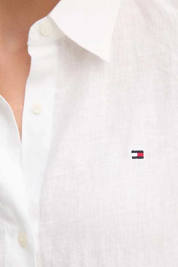 Tommy Hilfiger košeľa dámska ľanová WW0WW44679 biela