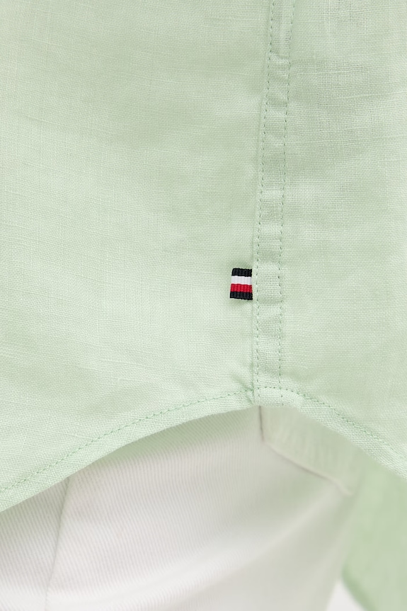Tommy Hilfiger πουκάμισο Γυναικείο λινό WW0WW44679 πράσινο