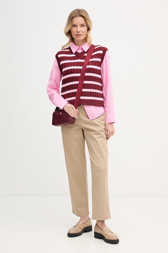 Tommy Hilfiger koszula damska lniana WW0WW44679 różowy SS26