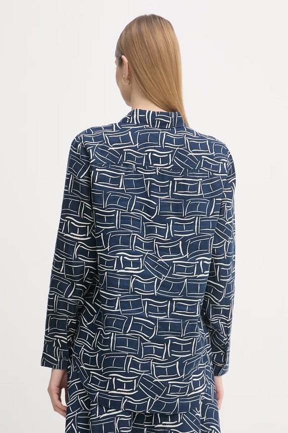 Odzież Tommy Hilfiger koszula damska lniana WW0WW44679 granatowy