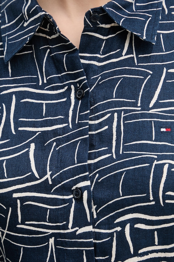 Tommy Hilfiger koszula damska lniana WW0WW44679 granatowy