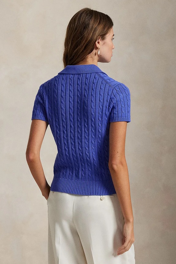 Polo Ralph Lauren pulover cu mânecă scurtă damski din bumbac 211963486 albastru SS26