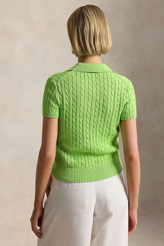 Polo Ralph Lauren Pulover cu mânecă scurtă de femei din bumbac 211963486 verde SS26